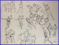Belle Planche De Dessins Sportifs 1960 Course Athletisme Saut Marathon. (5)