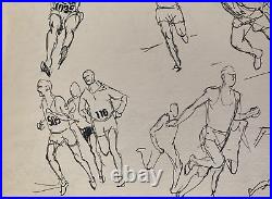 Belle Planche De Dessins Sportifs 1960 Course Athletisme Saut Marathon. (5)