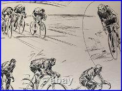 Belle Planche De Dessins Sportifs Annee 1960 Cyclisme Course (1)