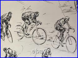 Belle Planche De Dessins Sportifs Annee 1960 Cyclisme Course (1)