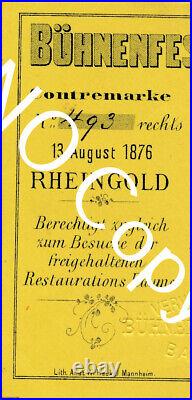 Billet D'Entrée Opéra Rheingold Bayreuth 1876 Wa