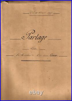 Bordeaux 1877. Rarissime et UNIQUE Partage Héritiers Mme Veuve Cruse. Lire état