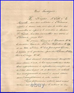 Bordeaux 1877. Rarissime et UNIQUE Partage Héritiers Mme Veuve Cruse. Lire état