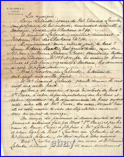 Bordeaux 1877. Rarissime et UNIQUE Partage Héritiers Mme Veuve Cruse. Lire état