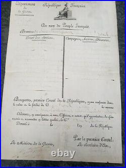 Brevet De Sous Lieutenant Signe Napoleon Bonaparte Et Berthier An XI