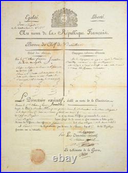 Brevet de chef de bataillon Claude JOUARDET délivré par le directoire exécutif