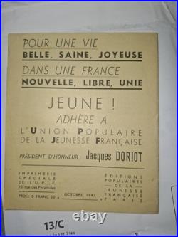 Brochure JEUNES. UNISSEZ-VOUS! U. P. J. F, 1941, Doriot PPF collaboration