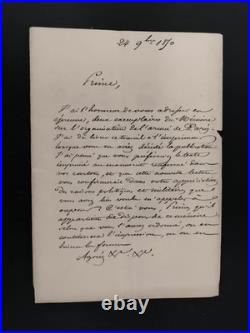 Brouillon d'une lettre à Napoléon III par le Général Préval sur l'Armée de Paris