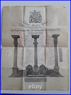 CERTIFICAT d'acceptation 1941 FRANCS MAÇONS Grand Lodge ENGLAND/DUCHÉ STRATHEARN