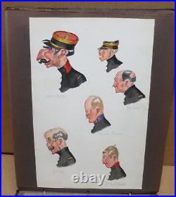 CHATELLERAULT rare album de 46 aquarelles militaires et personnalités vers 1930