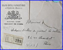 CLEMENCEAU (Georges) en Grèce, lettre et billet autographes signés vers 1896