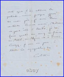 COLETTE touchante lettre autographe signée à propos de son père 1930 Claridge