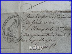 CONGE DEFINITIF CONSULAT AN 8 signé général Édouard Mortier futur Maréchal & Duc