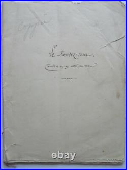 COPPEE François Le Rendez-vous Manuscrit autographe complet Signé 1872