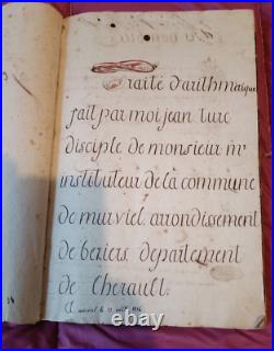 Cahier Livre Arithmetique Enluminure Ecrit A La Main 1816 Instituteur