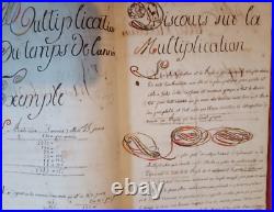 Cahier Livre Arithmetique Enluminure Ecrit A La Main 1816 Instituteur