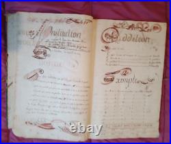 Cahier Livre Arithmetique Enluminure Ecrit A La Main 1816 Instituteur