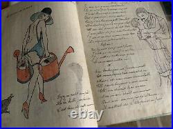 Cahier de chansons dessin aquarelle érotique 1925 soldats 19e bataillon chasseur