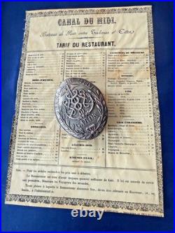 Canal Du MIDI Rare Carte -menu De La Barque De Poste Sous Louis Philippe 1840