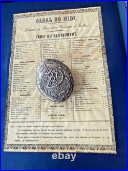 Canal Du MIDI Rare Carte -menu De La Barque De Poste Sous Louis Philippe 1840