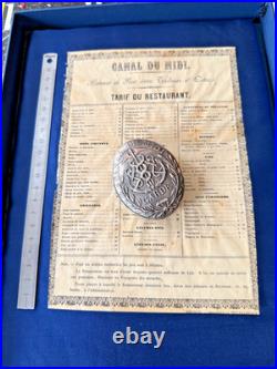 Canal Du MIDI Rare Carte -menu De La Barque De Poste Sous Louis Philippe 1840