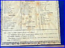 Canal Du MIDI Rare Carte -menu De La Barque De Poste Sous Louis Philippe 1840