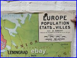 Carte Affiche scolaire Delagrave type Vidal Europe Politique et Physique