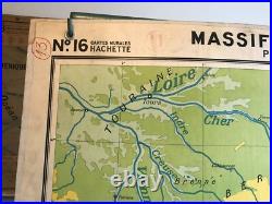 Carte Affiche scolaire Hachette type Vidal Massif Central