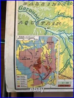 Carte Affiche scolaire Hachette type Vidal Massif Central