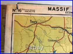 Carte Affiche scolaire Hachette type Vidal Massif Central