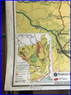 Carte Affiche scolaire Hachette type Vidal Massif Central