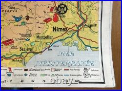 Carte Affiche scolaire Hachette type Vidal Massif Central