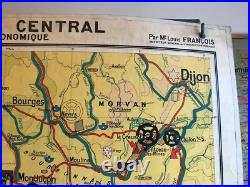 Carte Affiche scolaire Hachette type Vidal Massif Central