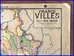 Carte Affiche scolaire Vidal Lablache n°5 France Villes