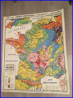 Carte Scolaire Ancienne France Géologique Hatier, jean Brunhes et Deffontaines