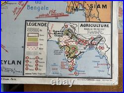 Carte affiche scolaire Hatier no Vidal Inde géographie humaine / Inde physique