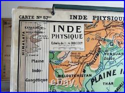 Carte affiche scolaire Hatier no Vidal Inde géographie humaine / Inde physique