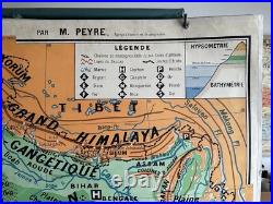 Carte affiche scolaire Hatier no Vidal Inde géographie humaine / Inde physique
