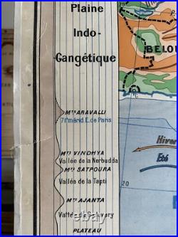 Carte affiche scolaire Hatier no Vidal Inde géographie humaine / Inde physique