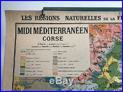 Carte affiche scolaire Hatier no Vidal Midi Méditerranéen Corse
