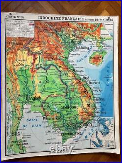 Carte affiche scolaire Hatier type Vidal Indochine Française