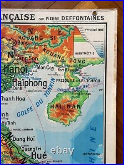 Carte affiche scolaire Hatier type Vidal Indochine Française