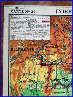 Carte affiche scolaire Hatier type Vidal Indochine Française