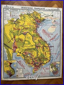Carte affiche scolaire Hatier type Vidal Indochine Française