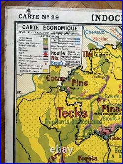Carte affiche scolaire Hatier type Vidal Indochine Française