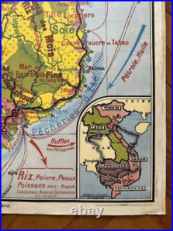 Carte affiche scolaire Hatier type Vidal Indochine Française