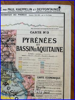 Carte affiche scolaire Hatier type Vidal Pyrénées et Bassin d'Aquitaine