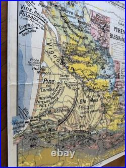 Carte affiche scolaire Hatier type Vidal Pyrénées et Bassin d'Aquitaine