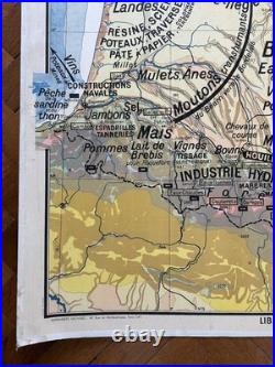 Carte affiche scolaire Hatier type Vidal Pyrénées et Bassin d'Aquitaine