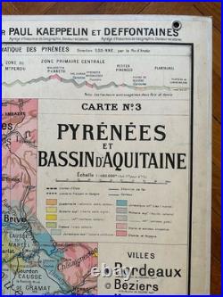 Carte affiche scolaire Hatier type Vidal Pyrénées et Bassin d'Aquitaine